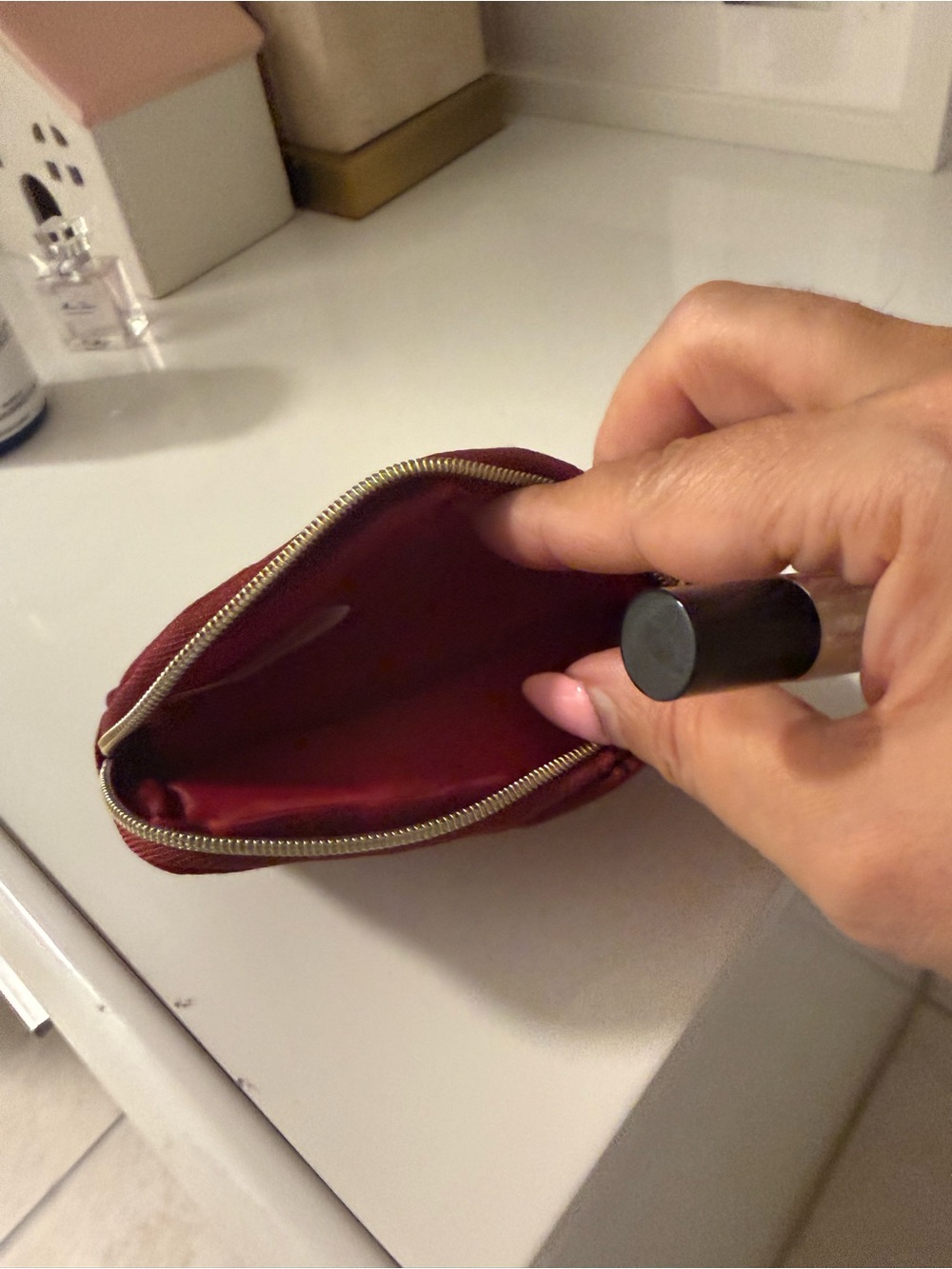 Coach Red Coin cherry small Makeup Pouch with coach cherry travel size Perfume - Picture 4 of 9